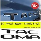 Auto safety for Toyota Tacoma 2016 2017 2018 2019 Tailgate 3D Metal Letters Insert with 3M Adhesive (Matte Black) (Not Decal Sticker)