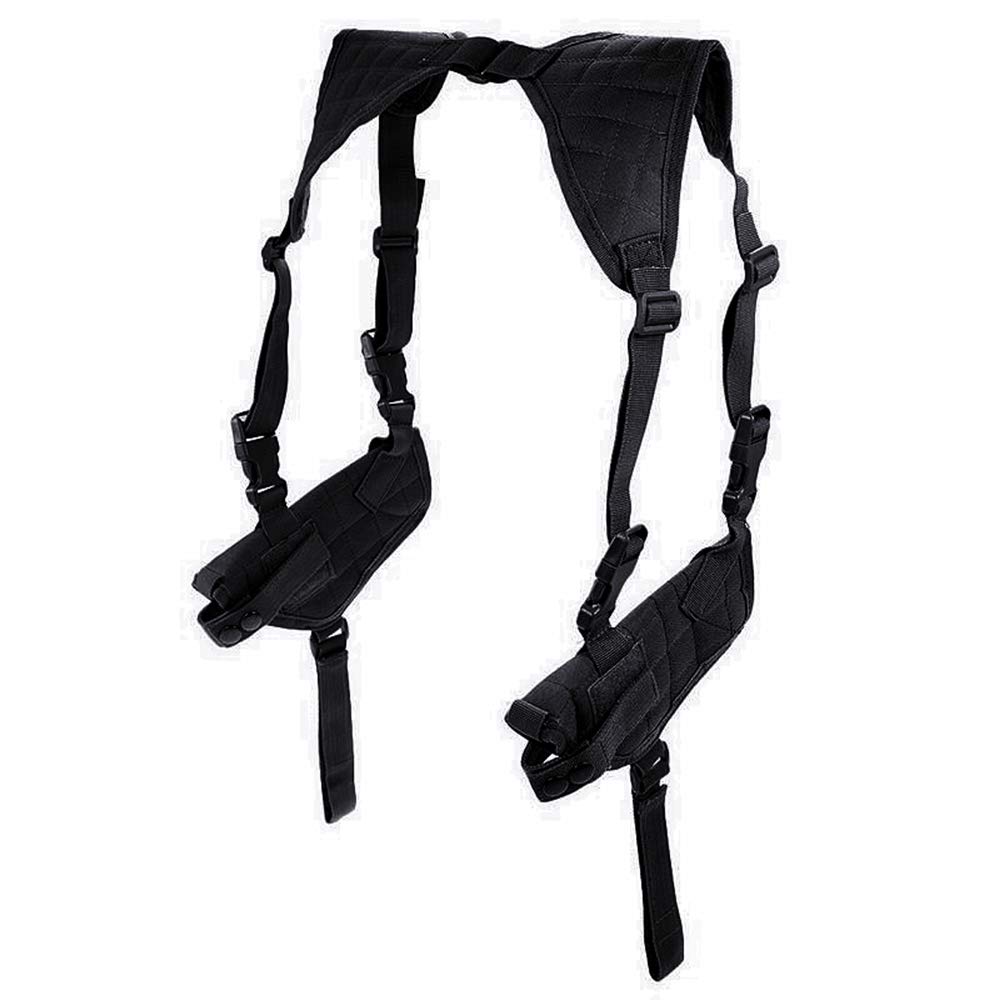 HWZ Tactical Universal Double Draw Shoulder Holster,Adjustable Elastic Band Women Men (black)