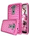 LG G Flex 2 Case, Style4U G Flex 2 Studded Rhinestone Crystal Bling Hybrid Armor Case Cover for LG G Flex 2 (2015 Release) with 1 Stylus [Hot Pink / Hot Pink]