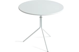 Xdeco Minimalist Design 31.5 Inch Diameter Round Metal Patio Table, Bistro Table, Dining Table, Suitable for Indoor and Outdoor Cafes and Restaurants (White)