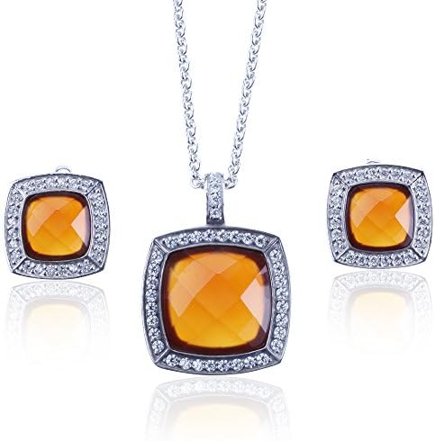 Orange Agate Pendant &amp; Earring Set by Jewelry Artist J. Nautora. 18" Chain Included
