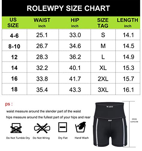Rolewpy Women's Running Yoga Shorts with Side Pockets High Waist Athletic Shorts for Gym Fitness Workout Clothes
