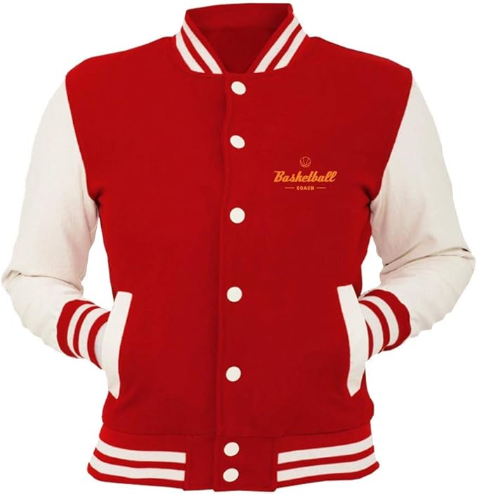 College Jacket Red SP0024 Basketball Coach Amazon.co.uk Clothing