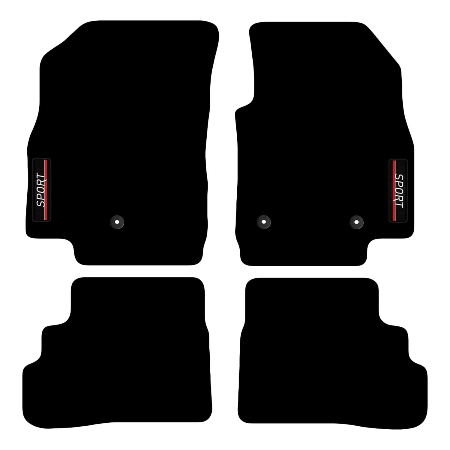 Carsio Carpet Car Mats For Vauxhall Viva 2015+ Onwards with Sport logo Tailored Fit Floor Mat Complete Accessory Custom Fitted - All Weather, Anti-Slip Backing & Black Trim