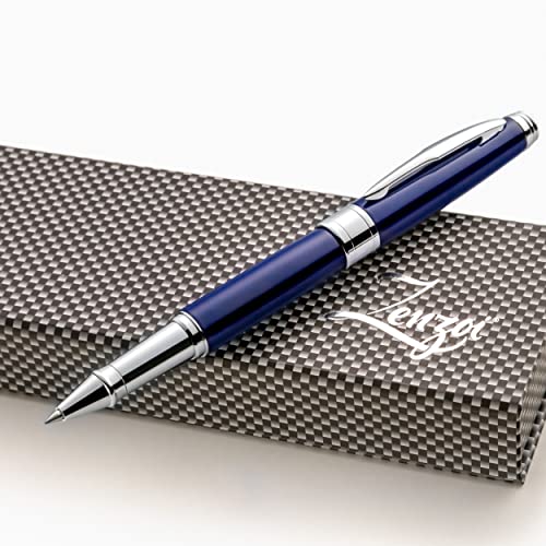 ZenZoi Luxury Blue Pen Set with Fine Point Rollerball Schneider Ink. High End Executive Pen for