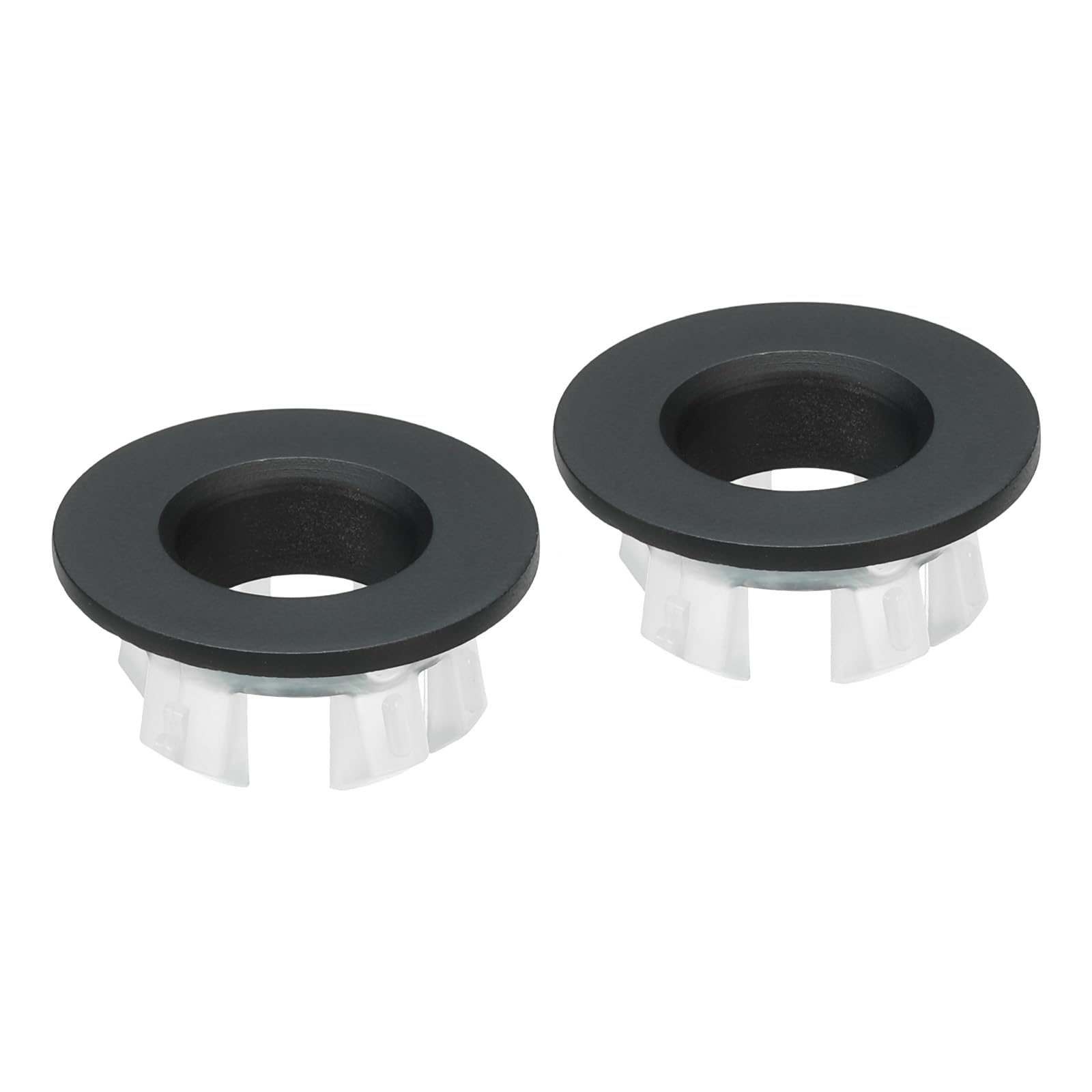 PATIKIL Overflow Ring, 2Pcs Sink Round Cover Basin Trim Brass Insert in Hole Round Caps for Kitchen Bathroom, Black