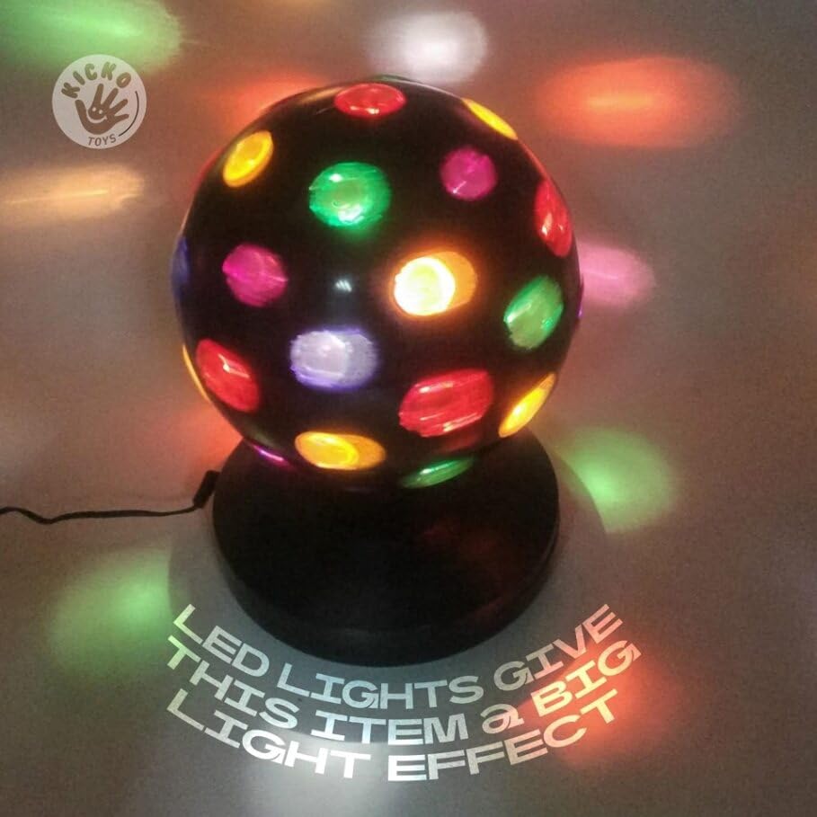 Kicko Spinning Disco Ball - 11-Inch Disco Ball Decor with Party Lights 360 Degree Rotating Neon LED Light for Kids and Adults - Colorful Flashing for 80s Party and Events