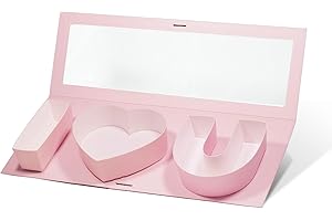 Geoto 17.3 x 6 x 2 inches Creative Design I Love You Letter Shaped Cardboard Valentine's Day Love Gift Boxes (Pink with Window)
