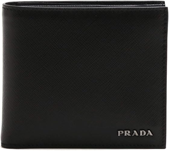 Amazon プラダ Prada メンズ 財布 2つ折り財布 型押しレザー ブラック ネイビー 2mo738 C5s Saffiano Bicolore Nero Baltico Prada プラダ 財布