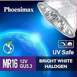 Phoenimax 6PCs MR16 12V 50W 800LM Halogen Bulb