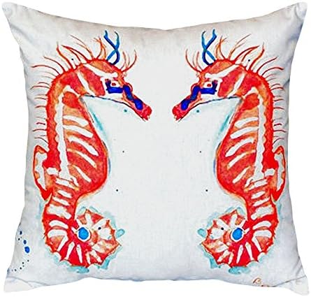 Betsy Drake NC100 Coral Sea Horses No Cord Pillow, 16" x20"