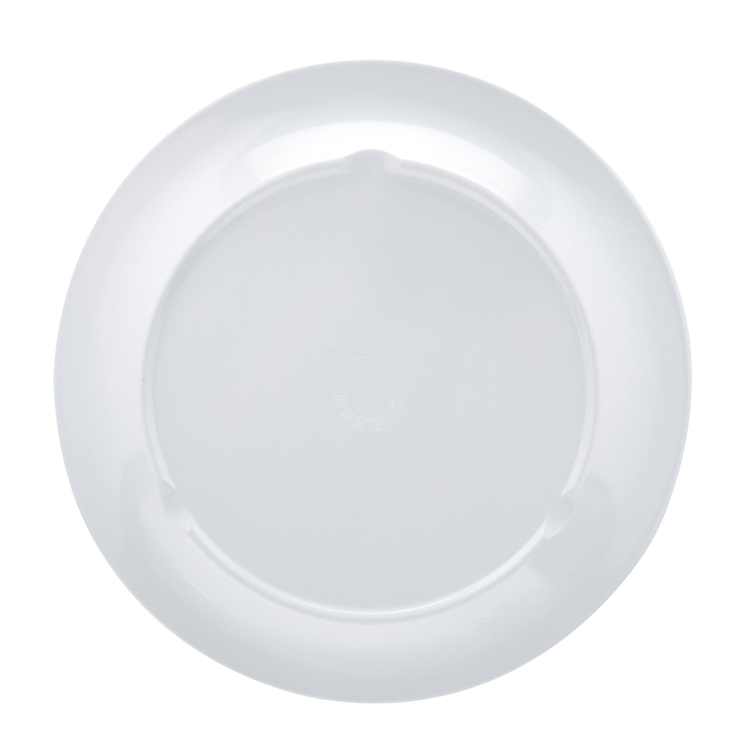 Amazon Basics Melamine (Plastic) Plate, 6 Piece Set, 10.5 in, White (Previously AmazonCommercial brand)