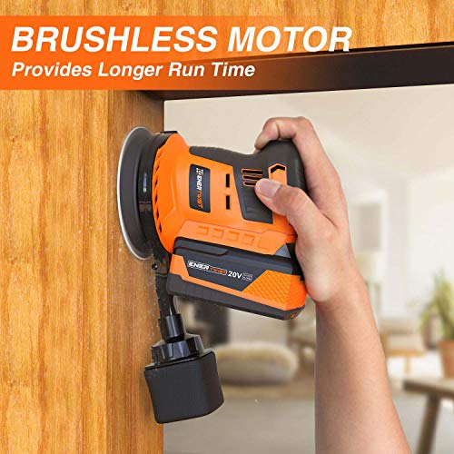 Enertwist Cordless Orbital Sander, 20V Max 5Inch Brushless Random Orbit Sander with 4.0Ah