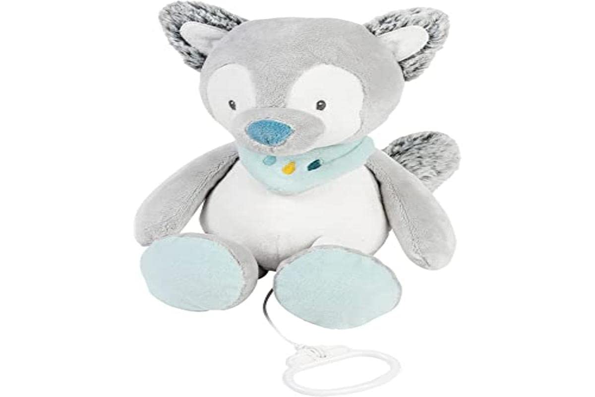 Nattou Musical Soft Toy, Tiloo The Wolf, Companion from Birth, 26 x 20 x 9 cm, Tim and Tiloo, Grey, 498067