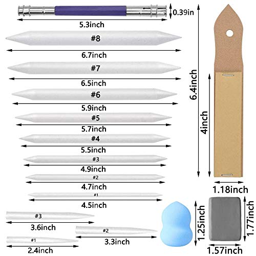 Koogel 22 Pcs Shading Tools for Drawing, Student Sketch Drawing Tools Student Artist Sketch Drawing Blending Stump for Student Artist Charcoal Sketch Drawing Tools