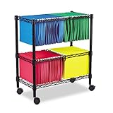 Two-Tier Rolling File Cart, 26w x14d x 29-1/2h, Black, Sold as 1 Each