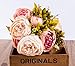 Foraineam Peonies Vintage Fake Flowers Wedding Centerpiece Home Decor Silk Artificial Flowers Peony Bouquets, Pack of 2 (Light Pink)