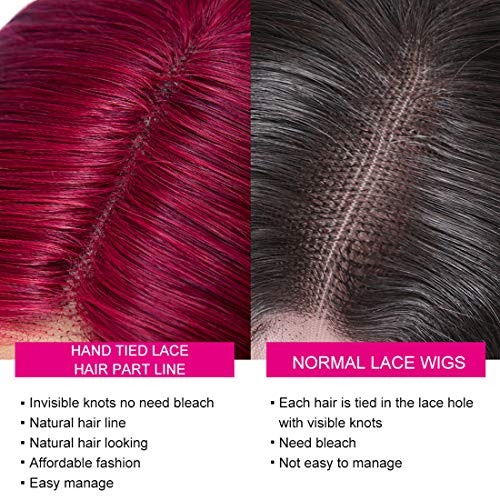 Unice-Hair-Straight-Burgundy-T-Part-Lace-Closure-Human-Hair-Wigs-Red-Color-Middle-Part-Brazilian-Virgin-Hair-Silk-Base-Fake-Scalp-Pre-Plucked-99J-Wig-for-Black-Women-150-Density-16-inch
