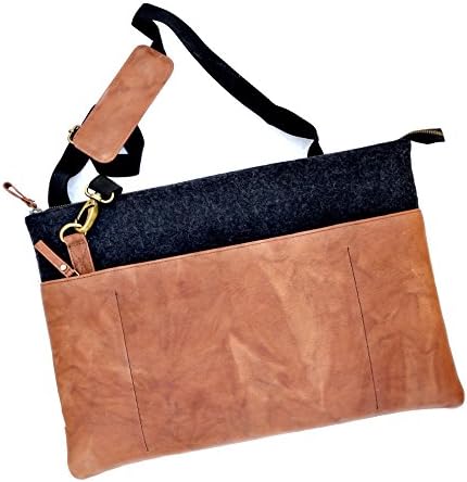 belloporterbags mens women brown 16" leather laptop sleeve messenger satchel bag sling laptop bag