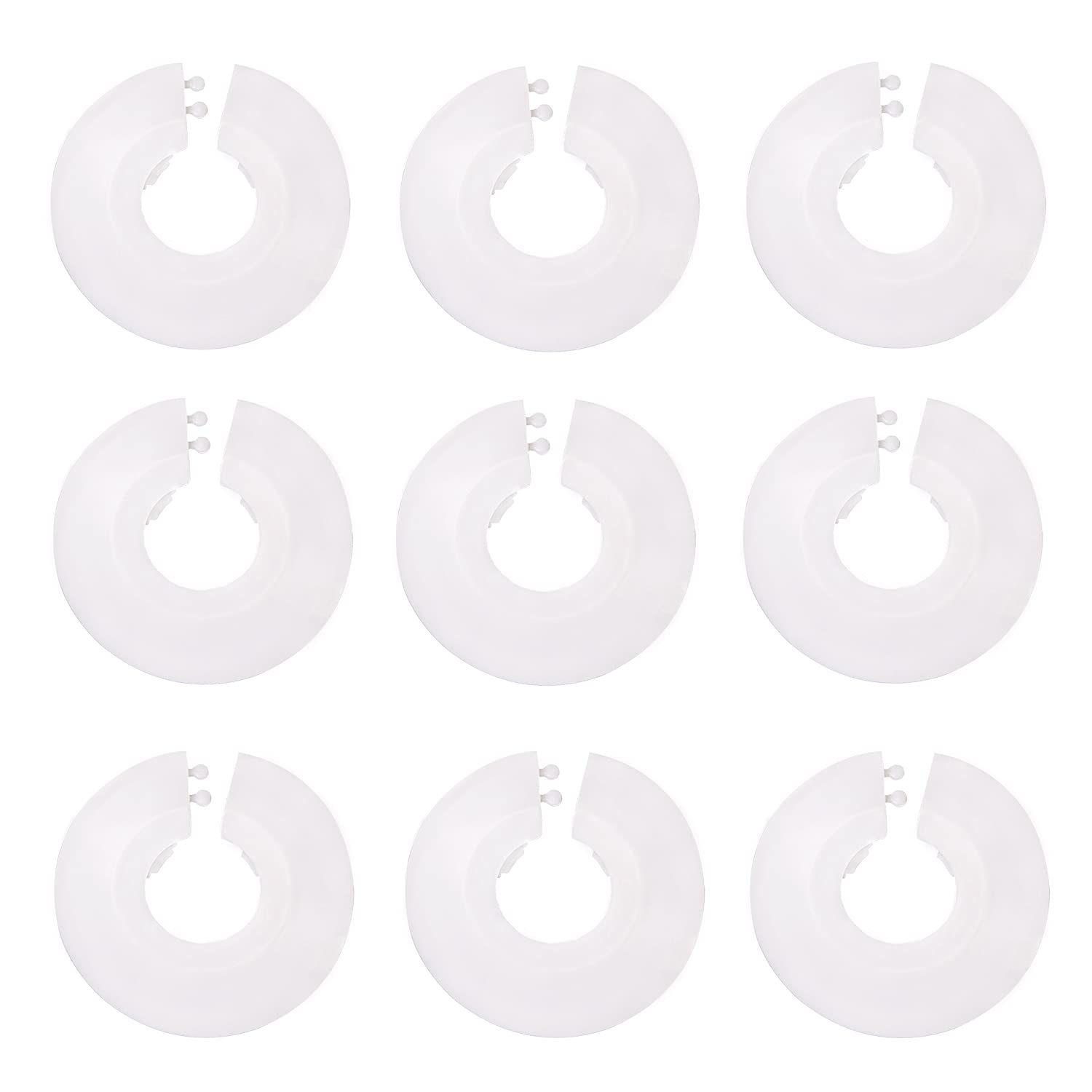 Matory 8 Pack Pipe Collars Plastic Radiator Pipe Covers White Radiator Pipe Collars for 15 mm Diameter Pipe