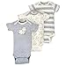 Gerber Baby Infant 3 Pack Organic Short Sleeve Onesies Brand Bodysuit, Gray/Ivory, 0-3 Months
