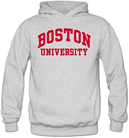 Women's Boston University Logo Sports Blank Hooded Sweatshirt Ash