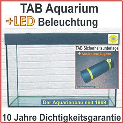 TAB Aquarium mit LED Beleuchtung 100x40x50cm / 200 L/Gl.8mm / 27 Watt/Dekorausw.