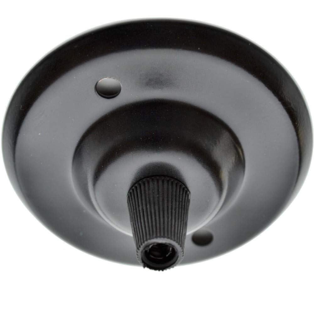 Art Deco Emporium 75mm Vintage Style Ceiling Rose with Nylon Cord Grip in Matte Black Finish and Black Fixing Screws