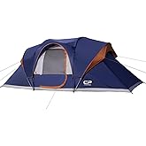 CAMPROS CP Camping Tent 10 Person Family Cabin Tent, 2 Room Water Resistant Waterproof Tent with Top Rainfly, 4 Large Mesh Windows, Double Layer, Easy Set Up, Portable with Carry Bag, 16ft x 9ft x72in