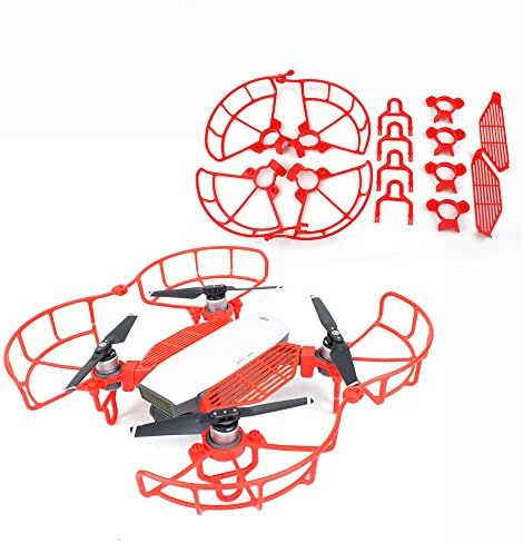 Happisland DJI Spark 3 in 1 Propeller Guards Bumpers Protector + Landing Gear Legs Extender + Finger Hand Guard Dam-Board Protection Fence for DJI Spark(Red)