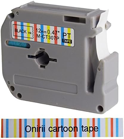 2PK Onirii Compatible Brother P-touch M tape machine Color stripes Label Tape (0.47")12mm Wide X26.2ft Length ~1/2-Inch Black ink