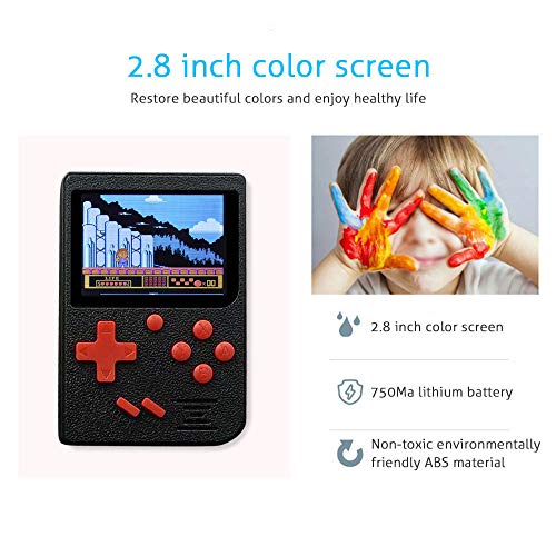 LiPing Retro Mini Handheld Video Game Console Gameboy Built-in 168 Classic Games for Kids Play Fun at Home Office Desk Top Anywhere by (Black) - Thumbnail 4