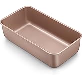 LIANYU 9 x 5 Inch Bread Loaf Pan for Baking, Stainless Steel Loaf Toast Baking Pans for Homemade Bread Meatloaf Lasagna Cake, Non Stick & Non Toxic, Oven Safe, Rose Gold