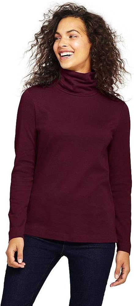 Amazon.com: Lands' End Women's Tall Supima Cotton Turtleneck, L, Deep Claret: Clothing