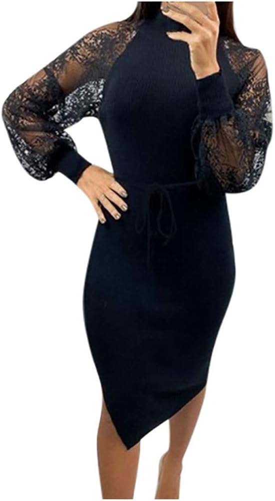 black high neck midi dress