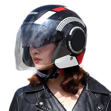 Lidauto Casco de Moto Semi Integral Abiertos Chulos Gama Alta para Dama Hombre,Style-