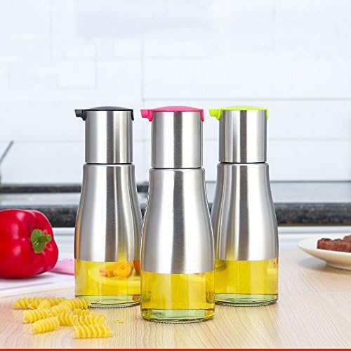 Oil Bottle Soy Sauce Dispenser Olive Oil Dispenser Leakproof Cooking Toughened Glass Oil Vinegar Bottle for BBQ Salads Grilling Frying (3pcs)