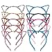 FASOTY 10 Pcs Cat Ears Headband Hair Band Fluffy Hair Hoop Headbands for Women and Young Ladies Birthday Party and Daily Decoration Costume, 10 Colors