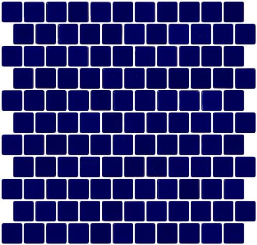Susan Jablon Mosaics - 1 Inch Navy Blue Recycled Glass Tile Reset In Offset Layout