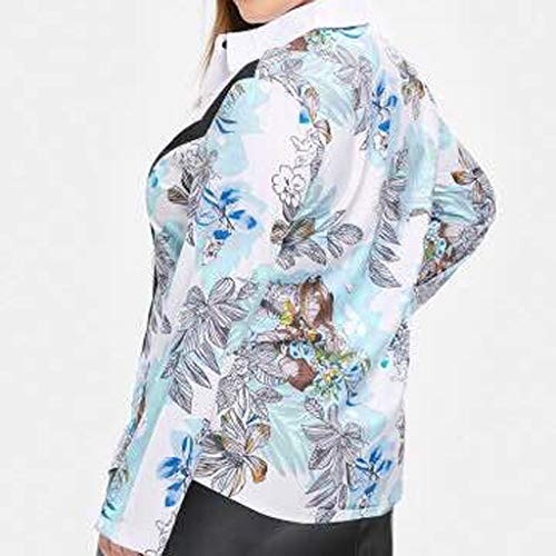 Respctful✿ Women Floral Top Long Sleeve Outwear Woman Button Down Shirts Plus Size Clothing for Women White