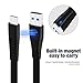 Type C Cable, USB 3.0 A to USB C Charger Data Flat Cable (2-PACK 6.6ft), Built-in Magnet to Absorb Table, for Samsung Galaxy Note 8 S8 Plus Google Pixel LG G6 V20 Nintendo Switch New Macbook (Black)