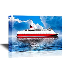 Canvas Wall Art - Steamship Sailing on The Sea - Gallery Wrap Modern Home Art | Ready to Hang - 12x18 inches