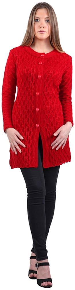 montrex acro wool winter long coat for women, girls (red)