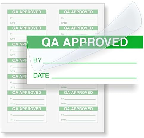 QA APPROVED, Polyester with Clear Flap, 350 Labels / Pack, 1.5" x 0.625"
