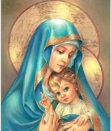 HHZDH Diamond 5D Diy Diamond Painting Religious Mother & Child Embroidery Cross Stitch Rhinestone Mosaic Painting Decor 40X50Cm