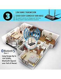 DIGMALL Receptor transmisor Bluetooth 264 pies de largo alcance con paso de audio, AptX HD y baja latencia Adaptador de audio HI FI inalámbrico Bluetooth con RCA óptico de 3,5 mm para TV PC PS4 Estéreo para el hogar, par 2