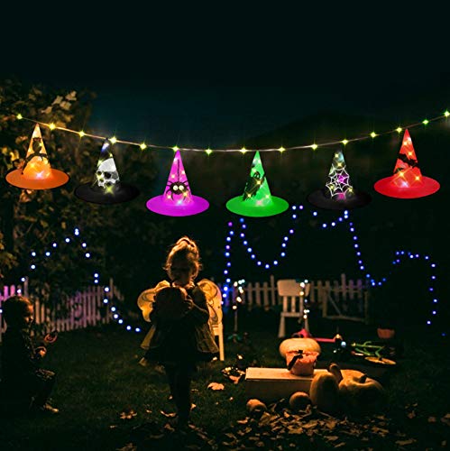 HIGBRE-Halloween-Decorations-Witch-Hats-6Pcs-Hanging-Lighted-Witch-Hat-Outdoor-Halloween-Decor-for-Tree-Porch-Yard