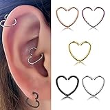 Miraculous Garden 10mm 5pcs Womens Multi-functional Heart Shaped Stainless Steel Cartilage Earring Hoop (5PCS Pack)