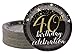 Juvale Paper Plates 40th Birthday Party - 9 in Black Gold Star Design - Disposable 80 Count - Sturdy 350g Paper for Events & Gatherings