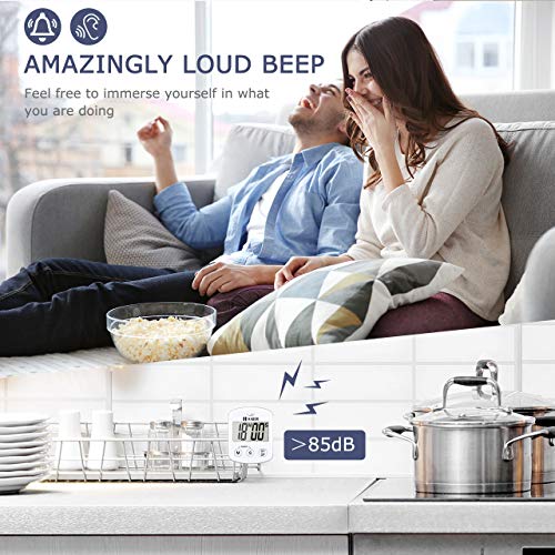 Habor Digital Cooking Timer, Large LCD Screen Kitchen Timer with Loud Beep, ON/OFF Switch, Strong Magnet Back, Count-Up & Count Down for Cooking Baking Sports Studying Games (Battery Included) - Thumbnail 3
